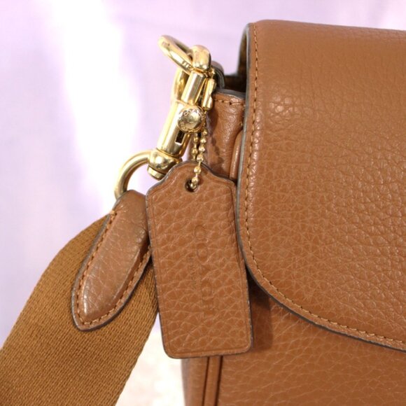 Coach Leather Flap Crossbody Saddle Brown Adjustable Strap - Picture 9 of 10